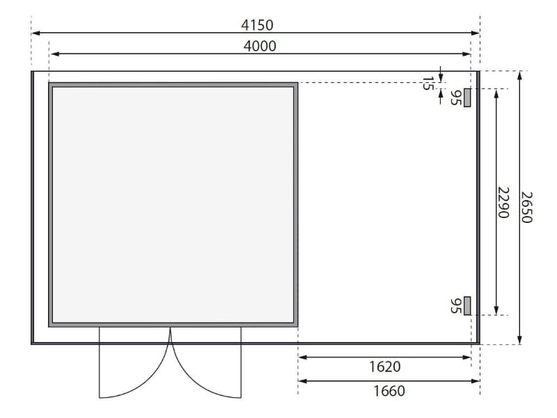 Karibu Gerätehaus Merseburg 6 SET mit Anbaudach, vorvergraut