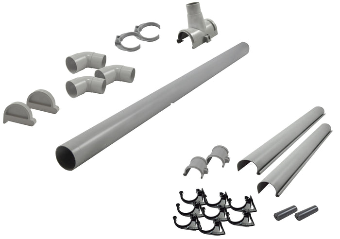 Karibu graue PVC-Dachrinne für Flachdach bis 265 cm Set J