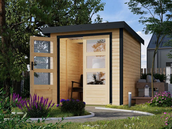 Karibu Hybrid Gartenhaus Jupiter 2 A naturbelassen/anthrazit