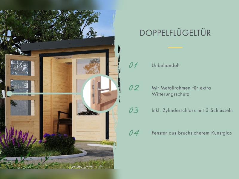 Karibu Hybrid Gartenhaus Jupiter 2 A naturbelassen/anthrazit