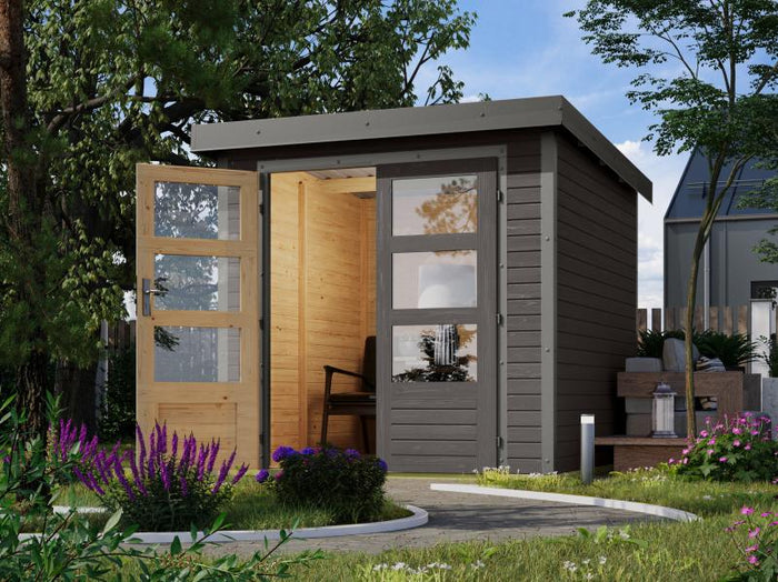 Karibu Hybrid Gartenhaus Jupiter 2 B terragrau/graualuminium