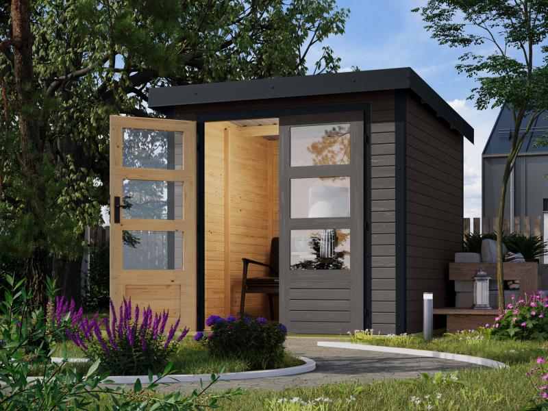 Karibu Hybrid Gartenhaus Jupiter 2 B terragrau/anthrazit