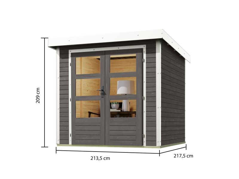 Karibu Hybrid Gartenhaus Jupiter 2 B terragrau/weiß