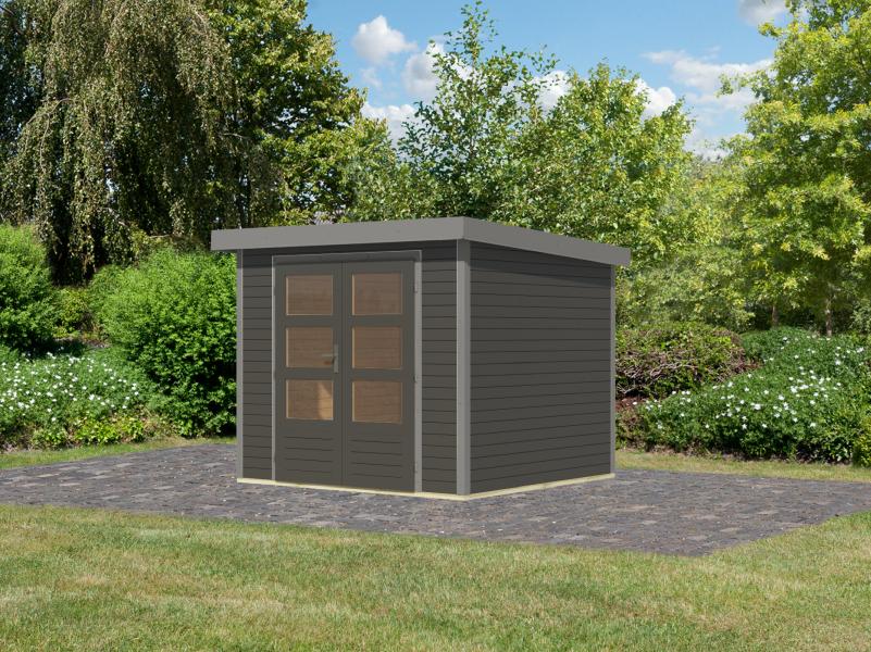 Karibu Hybrid Gartenhaus Jupiter 3 B terragrau/graualuminium