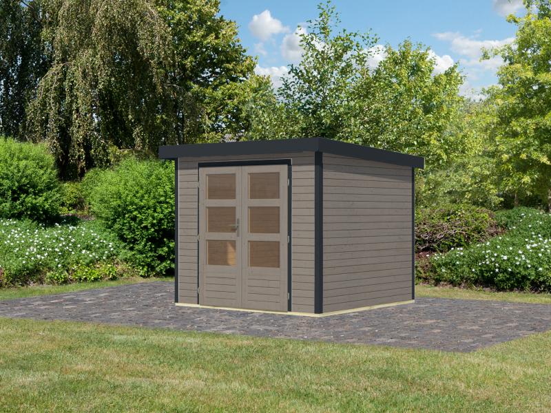 Karibu Hybrid Gartenhaus Jupiter 3 D wassergrau/anthrazit