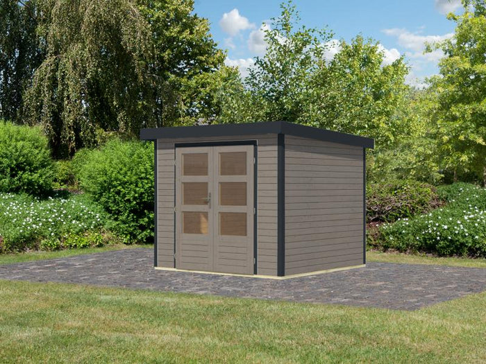 Karibu Hybrid Gartenhaus Jupiter 3 D wassergrau/anthrazit