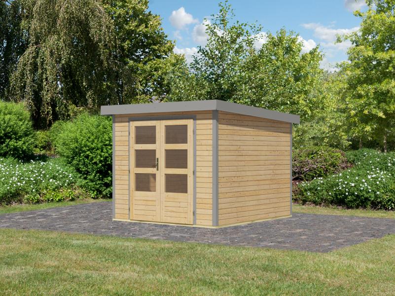 Karibu Hybrid Gartenhaus Jupiter 3,5 A naturbelassen/graualuminium