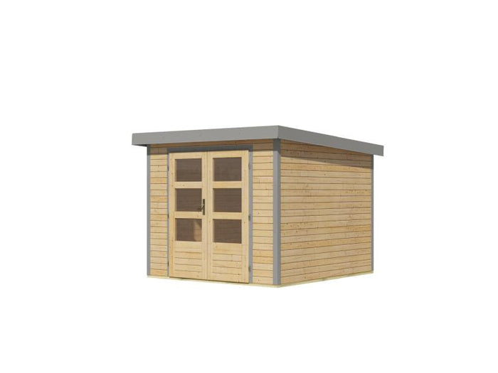 Karibu Hybrid Gartenhaus Jupiter 3,5 A naturbelassen/graualuminium