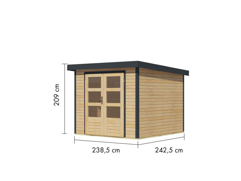 Karibu Hybrid Gartenhaus Jupiter 3,5 A naturbelassen/anthrazit