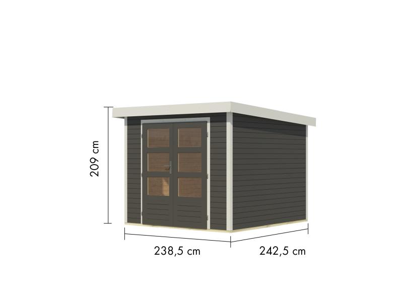 Karibu Hybrid Gartenhaus Jupiter 3,5 B terragrau/weiß