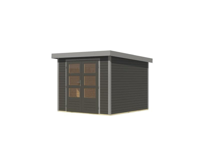 Karibu Hybrid Gartenhaus Jupiter 3,5 B terragrau/graualuminium