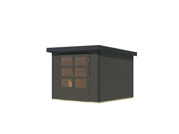 Karibu Hybrid Gartenhaus Jupiter 3,5 B terragrau/anthrazit