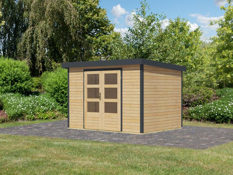 Karibu Hybrid Gartenhaus Jupiter 4 A naturbelassen/anthrazit