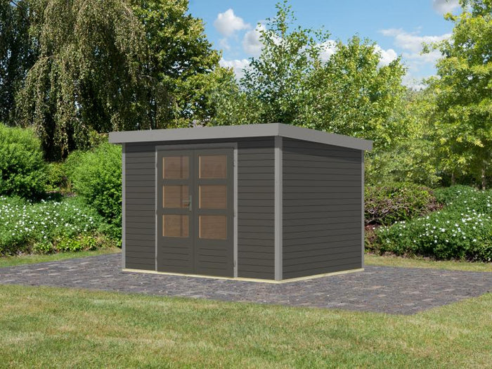 Karibu Hybrid Gartenhaus Jupiter 4 B terragrau/graualuminium