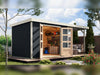 Karibu Hybrid Gartenhaus Jupiter 4 C anthrazit/weiß, inkl. 2,35 m Anbaudach