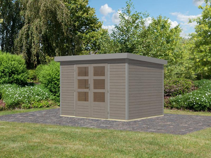 Karibu Hybrid Gartenhaus Jupiter 4 D wassergrau/graualuminium