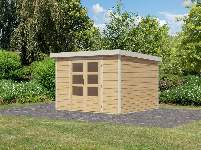 Karibu Hybrid Gartenhaus Jupiter 5 A naturbelassen/weiß