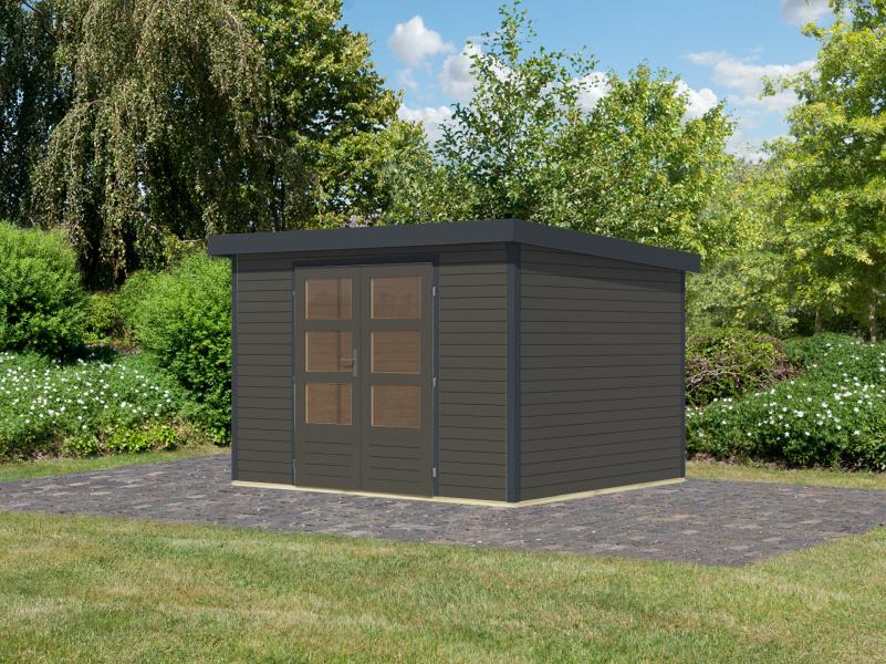 Karibu Hybrid Gartenhaus Jupiter 5 B terragrau/anthrazit
