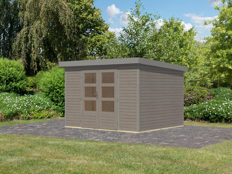 Karibu Hybrid Gartenhaus Jupiter 5 D wassergrau/graualuminium