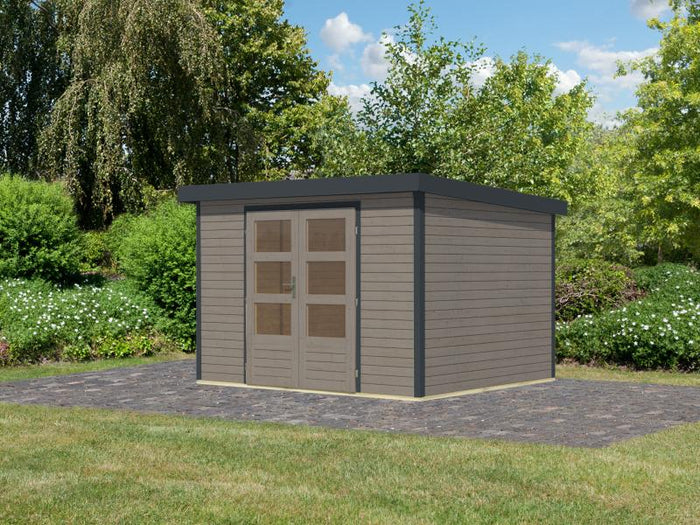 Karibu Hybrid Gartenhaus Jupiter 5 D wassergrau/anthrazit