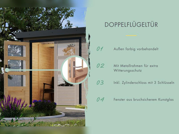 Karibu Hybrid Gartenhaus Jupiter 5 D wassergrau/anthrazit
