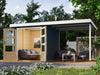Karibu Hybrid Gartenhaus Jupiter C anthrazit/weiß inkl. 2,40 m Anbaudach