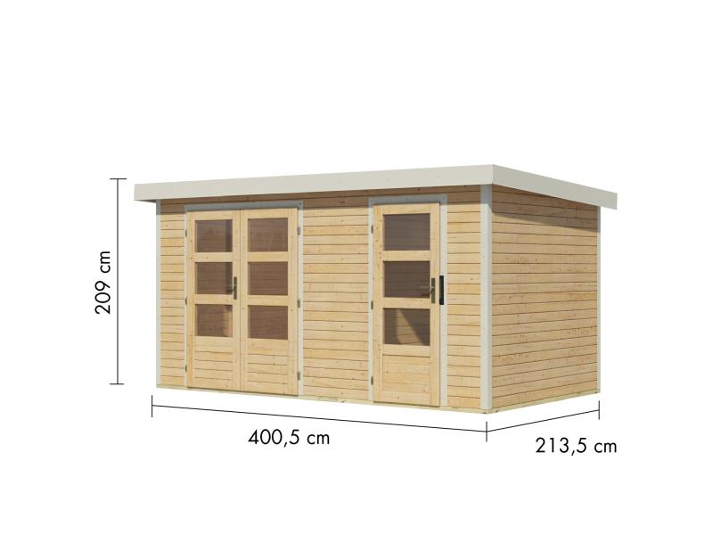 Karibu Hybrid Gartenhaus Merkur 1 A naturbelassen/weiß