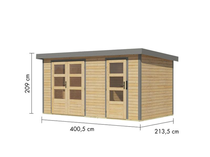 Karibu Hybrid Gartenhaus Merkur 1 A naturbelassen/graualuminium