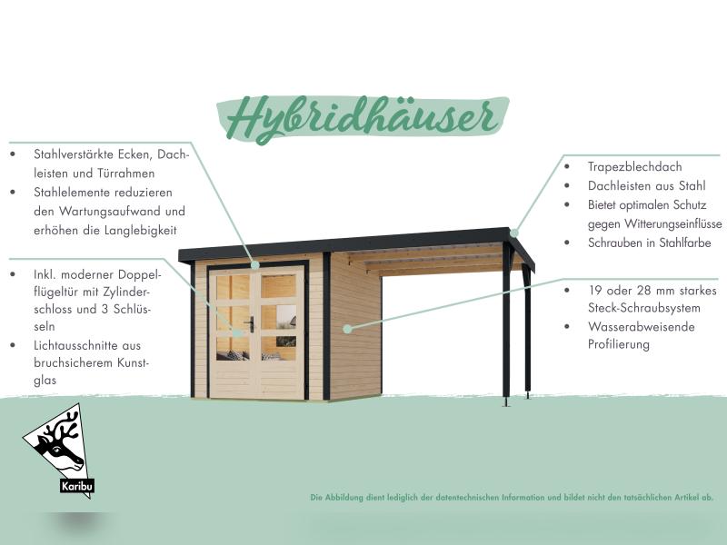 Karibu Hybrid Gartenhaus Merkur 1 A naturbelassen/graualuminium