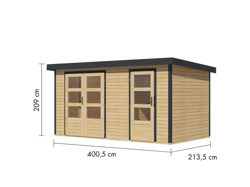 Karibu Hybrid Gartenhaus Merkur 1 A naturbelassen/anthrazit