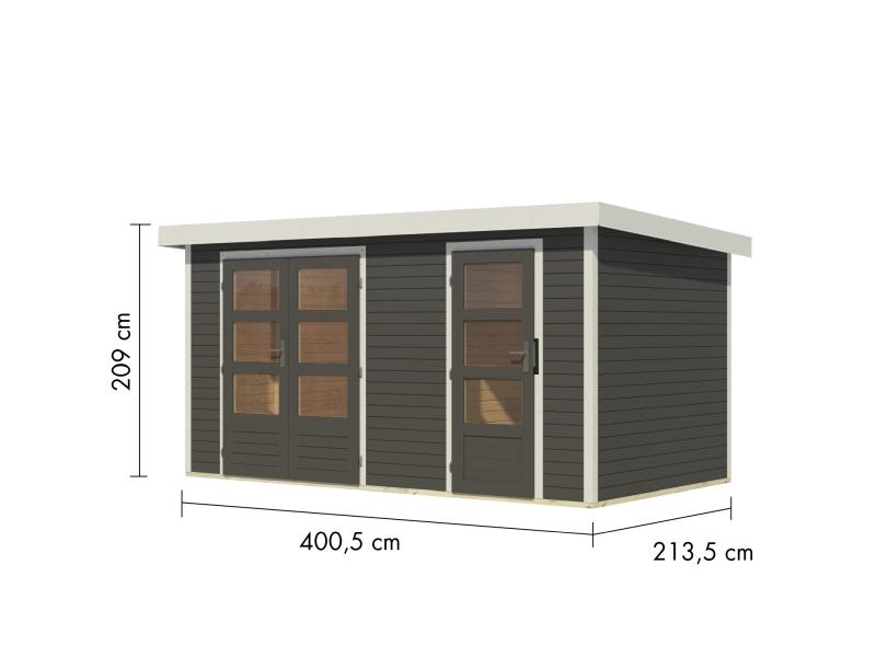 Karibu Hybrid Gartenhaus Merkur 1 B terragrau/weiß