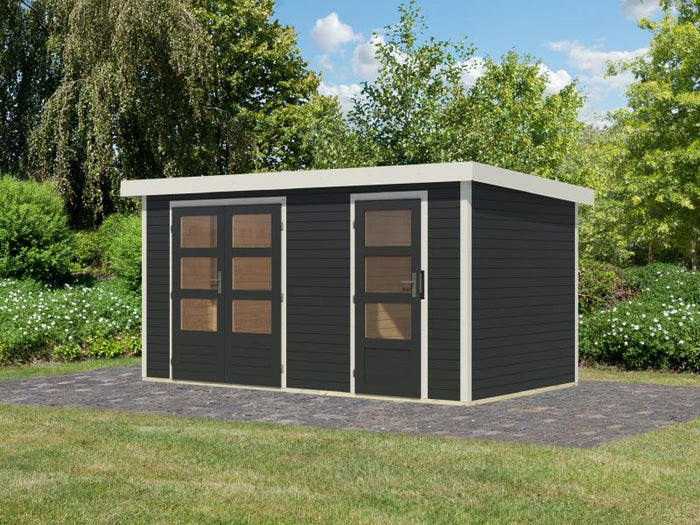 Karibu Hybrid Gartenhaus Merkur 1 C anthrazit/weiß