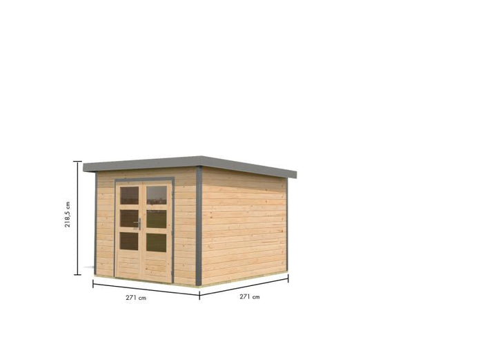 Karibu Hybrid Gartenhaus Pluto 6 A, naturbelassen/graualuminium, 28 mm