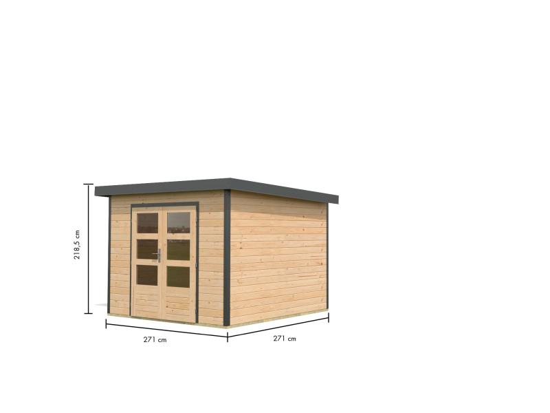 Karibu Hybrid Gartenhaus Pluto 6 A, naturbelassen/anthrazit, 28 mm