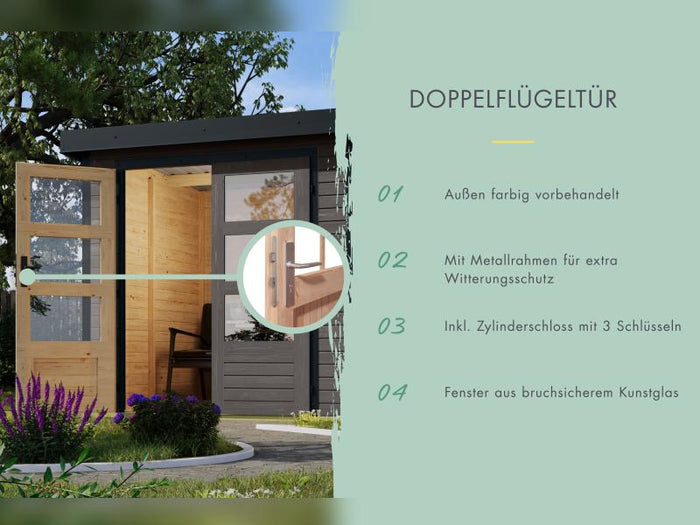 Karibu Hybrid Gartenhaus Pluto 6 B, terragrau/graualuminium, 28 mm