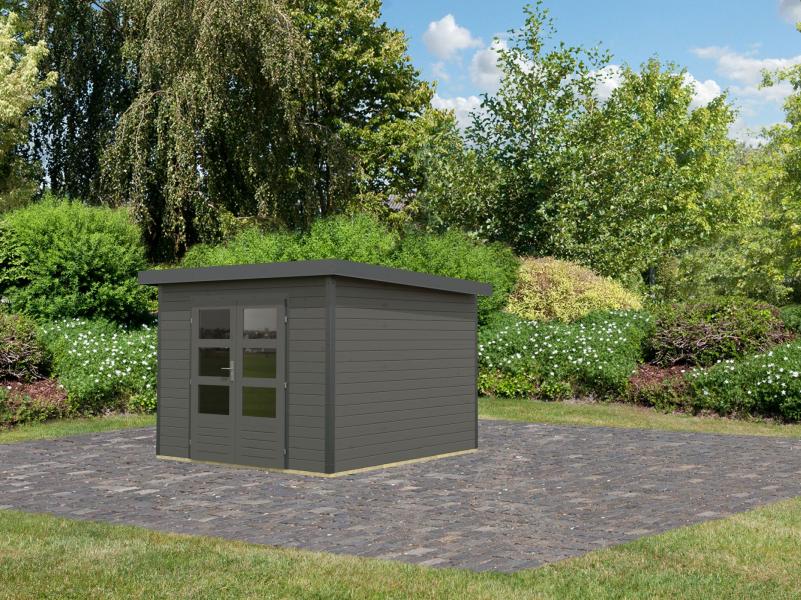 Karibu Hybrid Gartenhaus Pluto 6 B, terragrau/anthrazit, 28 mm