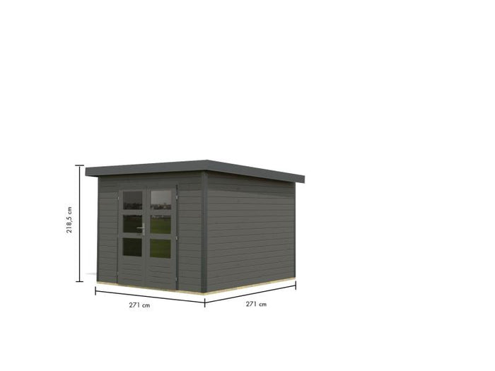 Karibu Hybrid Gartenhaus Pluto 6 B, terragrau/anthrazit, 28 mm