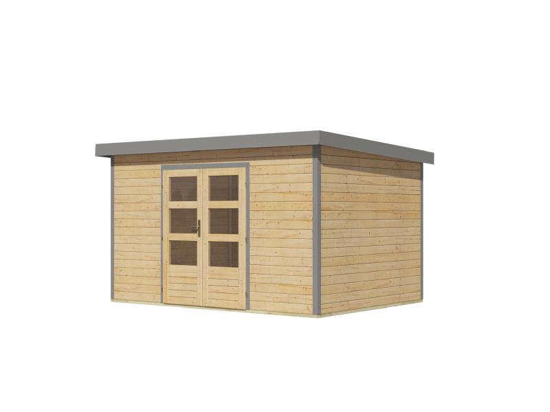 Karibu Hybrid Gartenhaus Pluto 7 A, naturbelassen/graualuminium, 28 mm