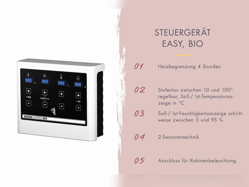 Karibu Hybrid Saunahaus Ares 1, naturbelassen/anthrazit -inkl. 9 kW Bioofen ext. Steuerung-