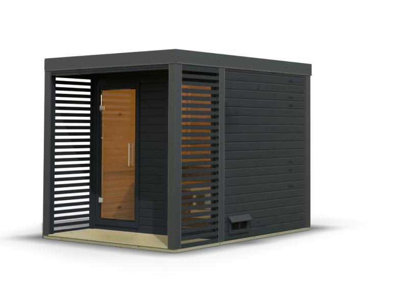 Karibu Hybrid Saunahaus Ares 2, anthrazit/anthrazit -ohne Ofen-