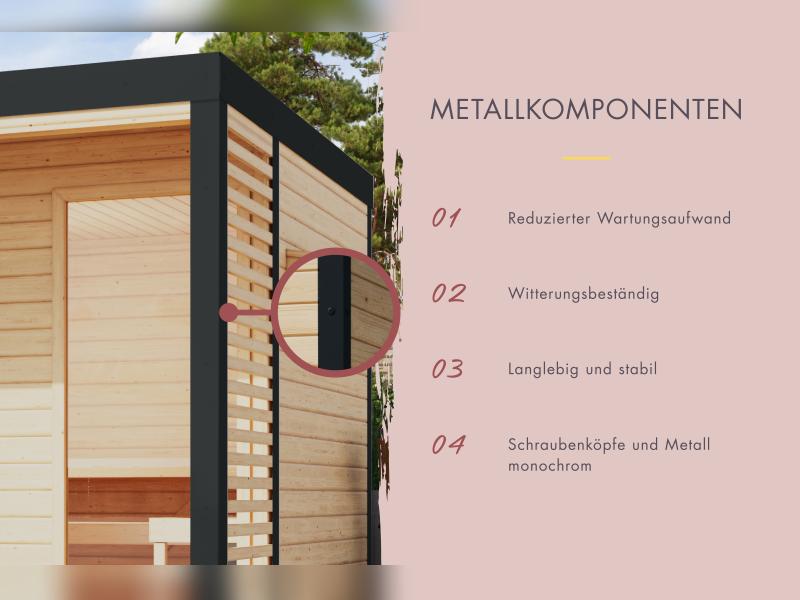 Karibu Hybrid Saunahaus Ares 2, anthrazit/anthrazit -inkl. 9 kW Bioofen ext. Steuerung-