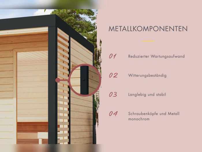 Karibu Hybrid Saunahaus Ares 2, naturbelassen/anthrazit -ohne Ofen-