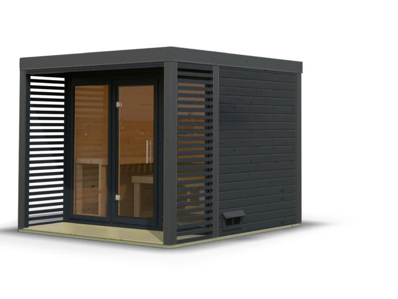 Karibu Hybrid Saunahaus Ares 3,anthrazit/anthrazit -ohne Ofen-