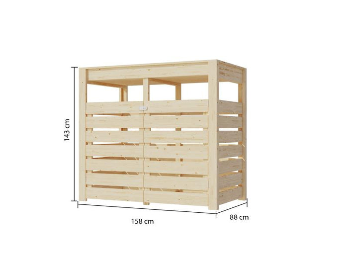 Karibu Mülltonnenbox, natur,  für 2 Tonnen inkl. Hochbeet