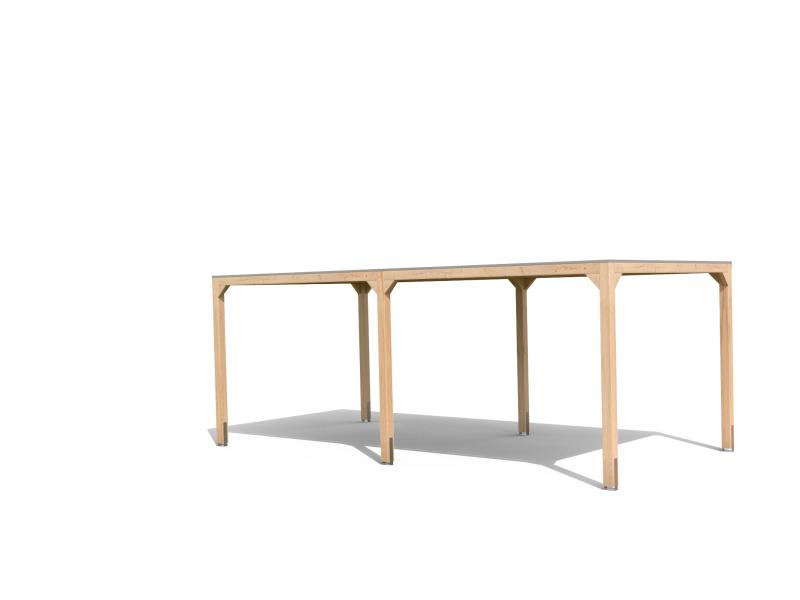 Karibu Pavillon Cubus im Set mit 1 Verlängerung, natur