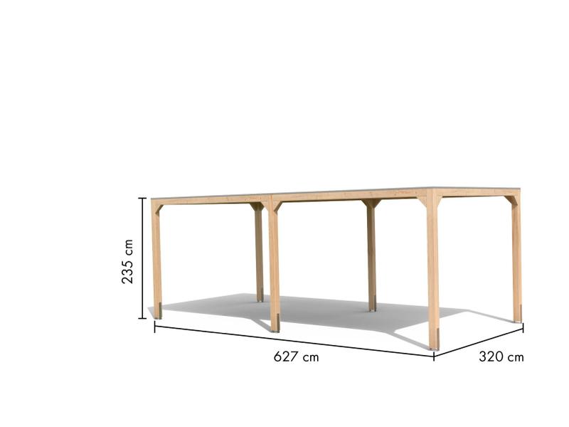 Karibu Pavillon Cubus im Set mit 2 Verlängerung, natur