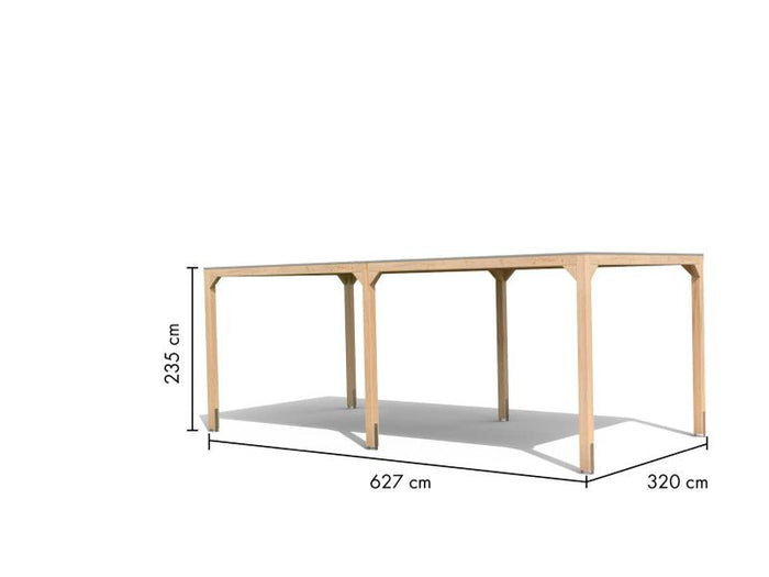 Karibu Pavillon Cubus im Set mit 2 Verlängerung, natur