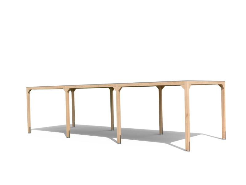 Karibu Pavillon Cubus im Set mit 2 Verlängerung, natur