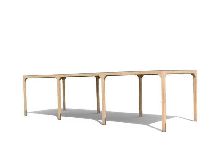 Karibu Pavillon Cubus im Set mit 2 Verlängerung, natur