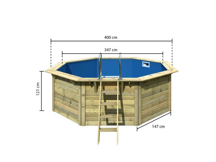 Karibu Pool Modell 1 X im Set mit Filteranlage und Skimmer, kdi - Folie Blau